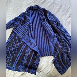 NY Collection Black and Blue Cardigan, Size 2X